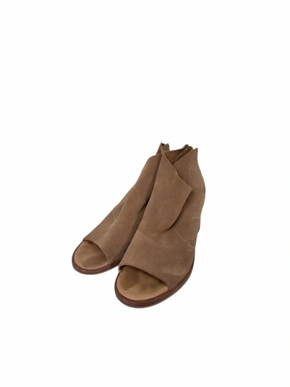 UGG Australia Suede Open Toe Booties Heels Brown Size 7.5 Block Heel Ankle Boots - Picture 12 of 16